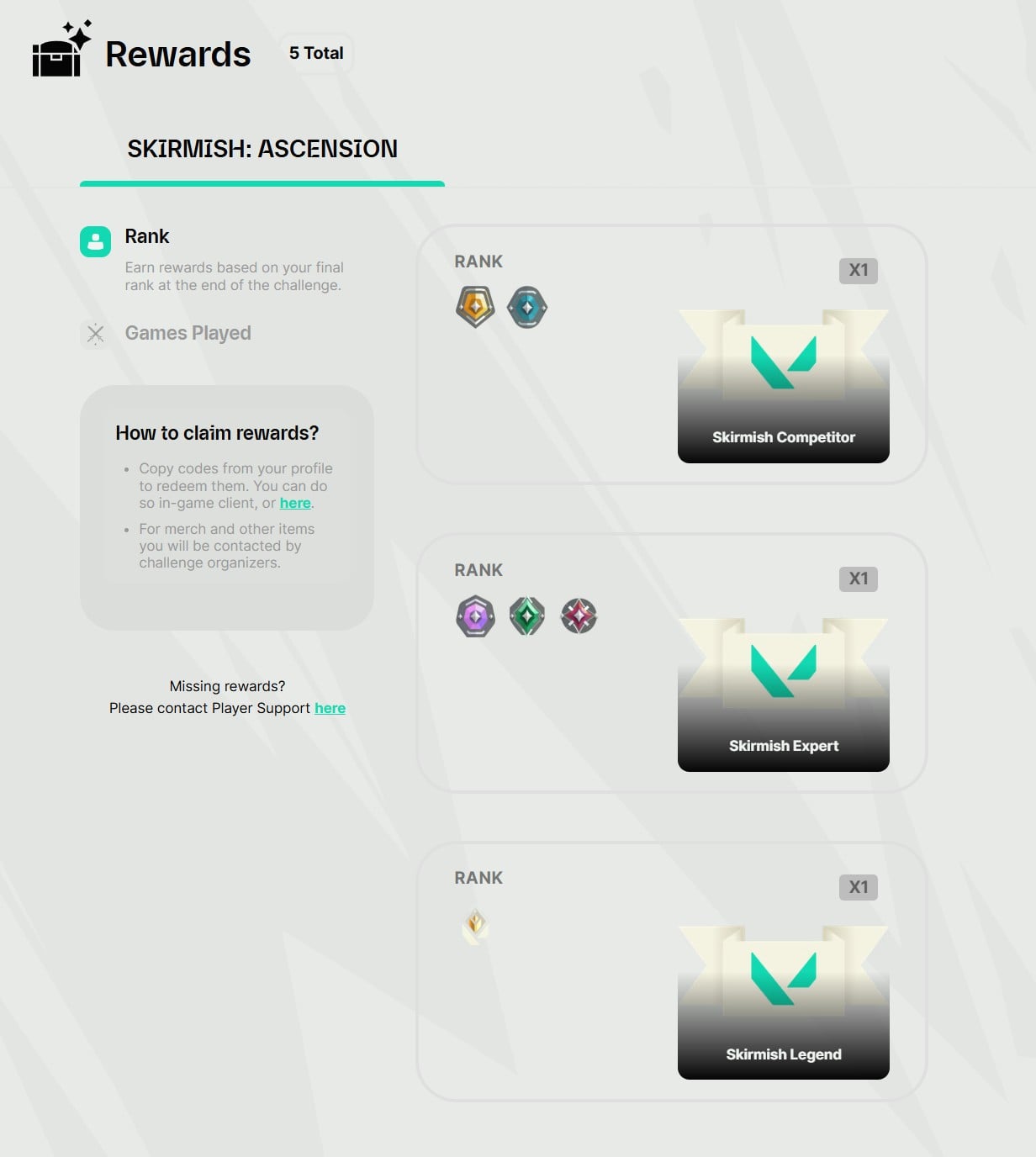 valorant skirmish rewards for rank achieved