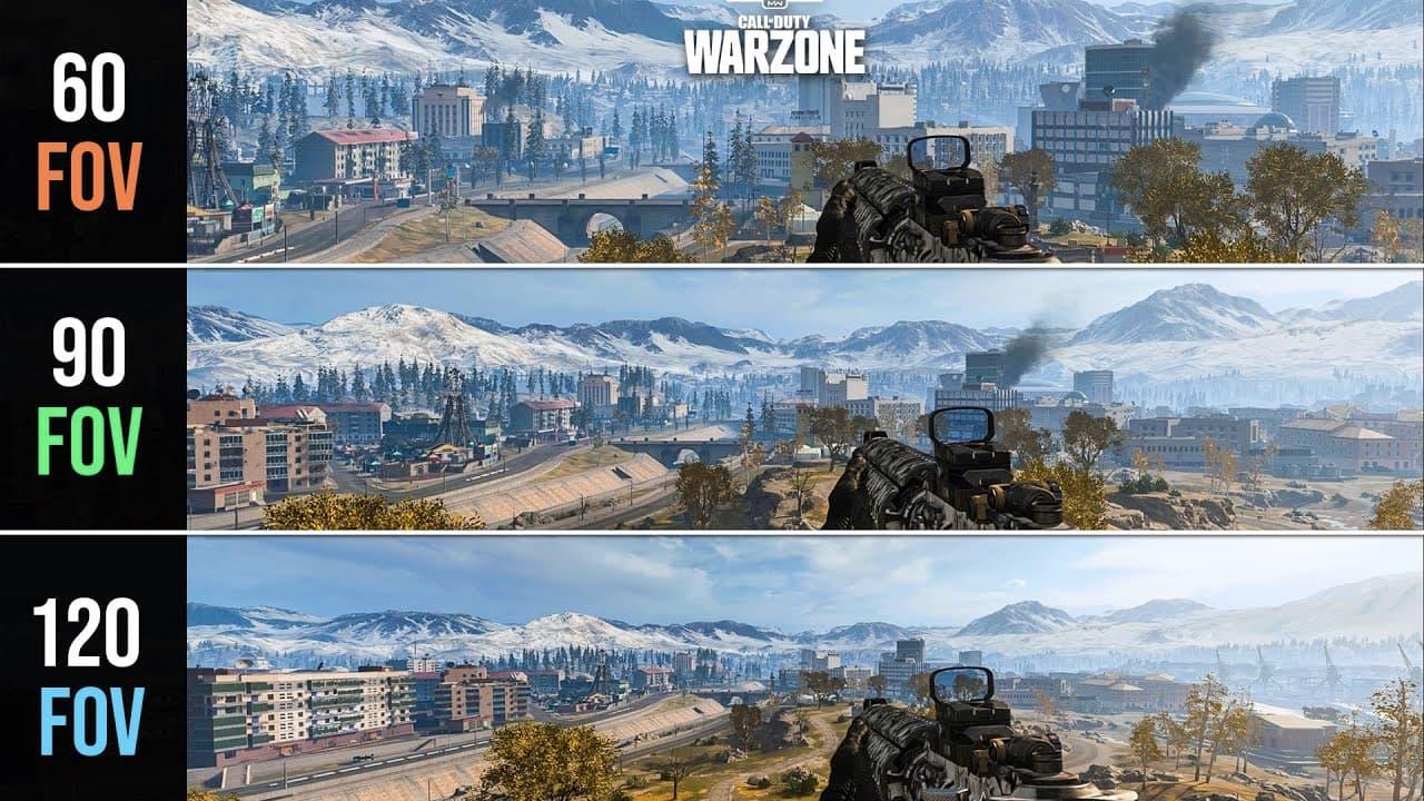 Modern Warfare 4 field of view comparison showing how different FOV settings change visibility