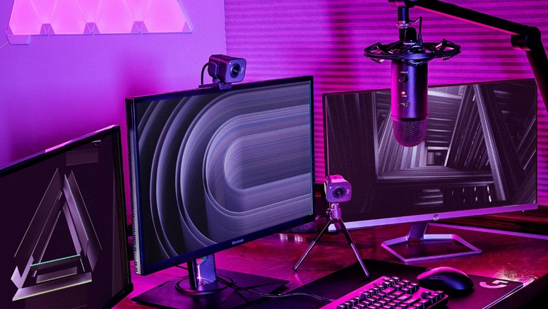 pink gaming PC setup