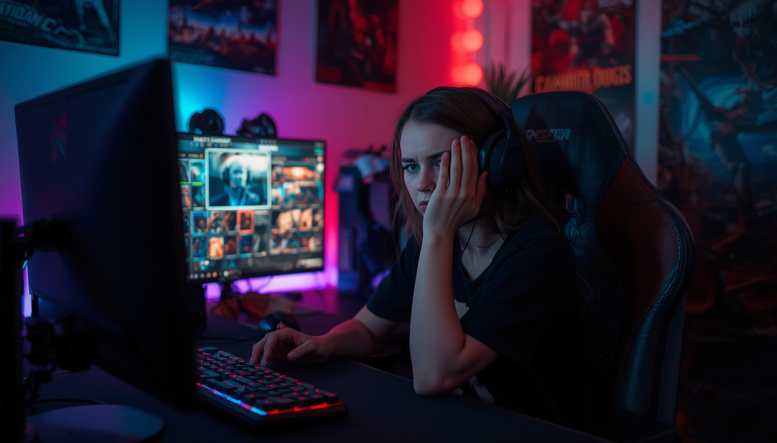 bored female gamer