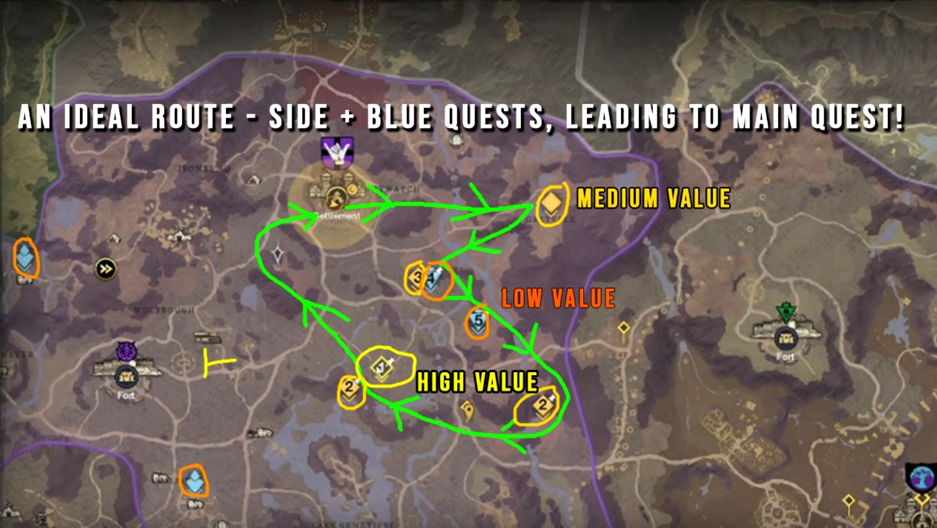 new world quest route map