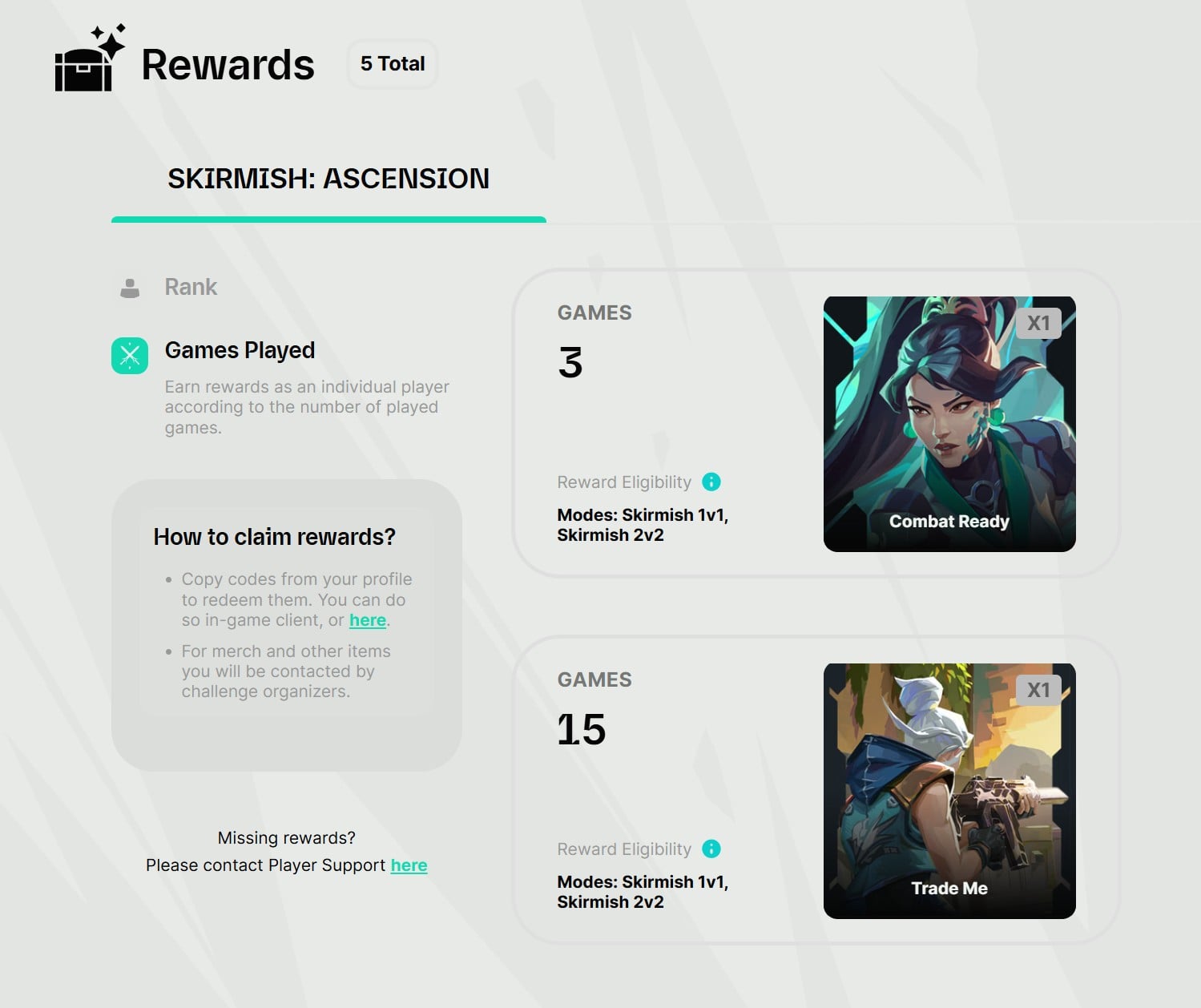 valorant skirmish rewards for participation