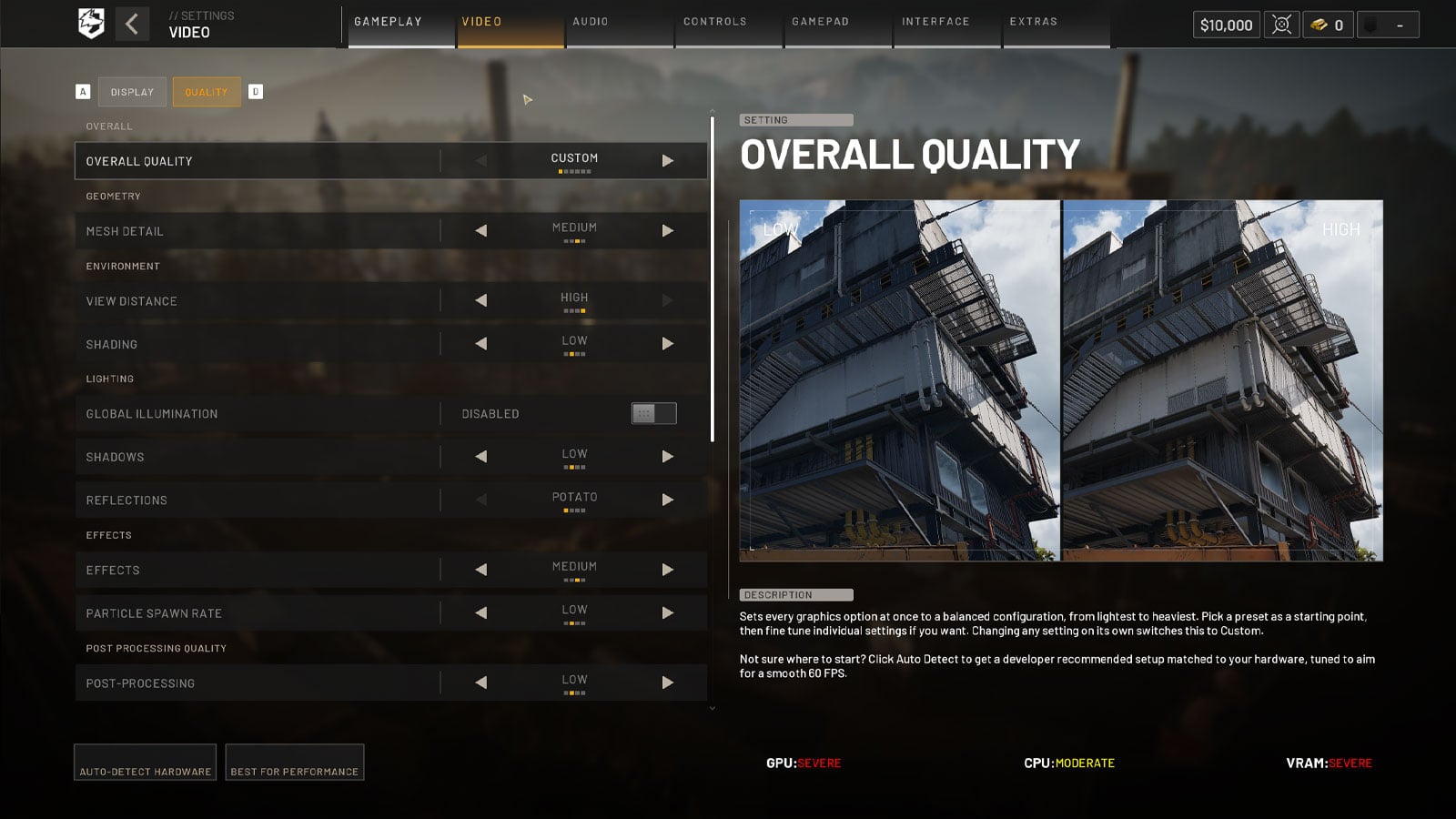 WARDOGS graphics quality settings for maximum FPS